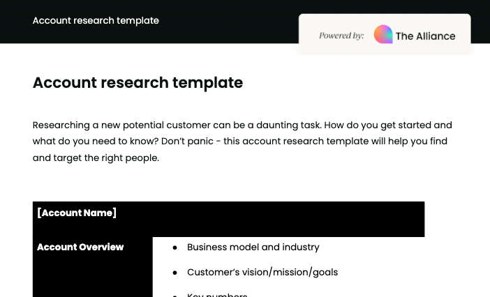 customer account research template