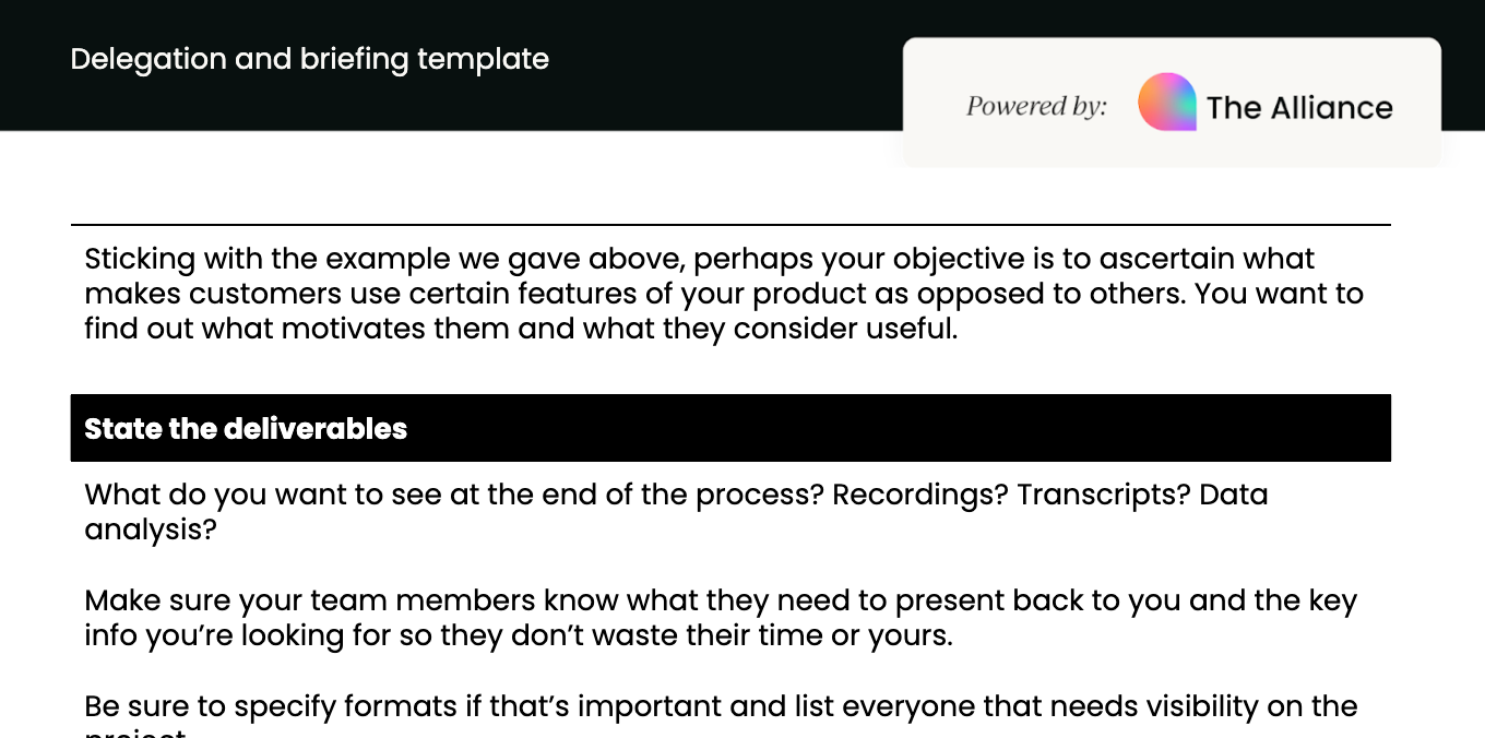 team delegation and briefing template