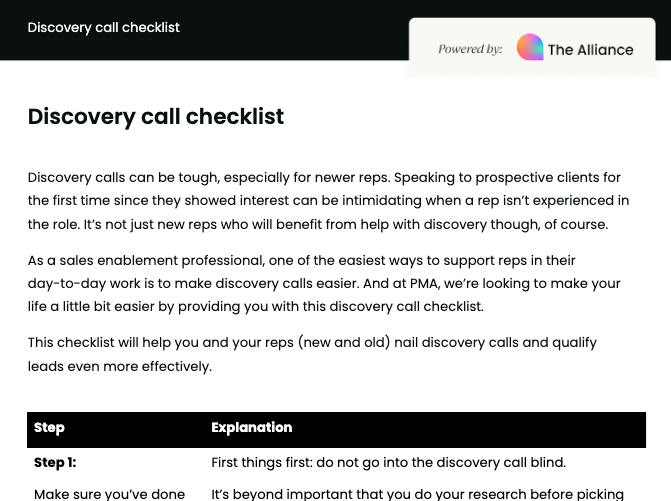 sales discovery call checklist