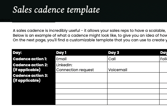 sales cadence template