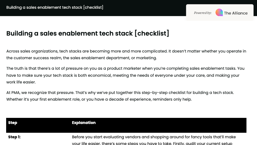 sales enablement tech stack checklist