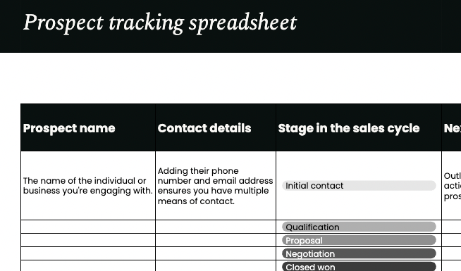 prospect tracking sheet template