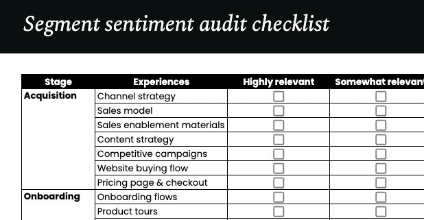 segment sentiment audit checklist