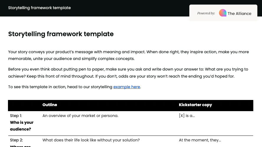 storytelling framework template